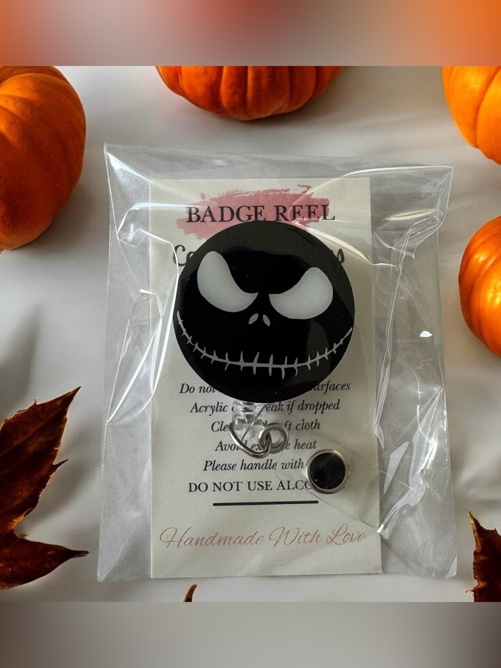 Handmade Black Jack Skellington – Halloween Nurse ID Holder